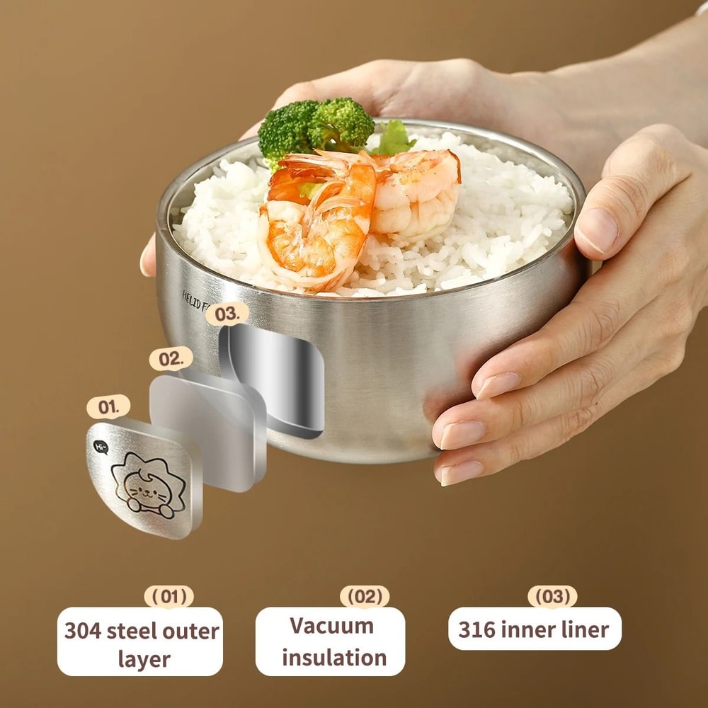 Cartoon Stainless Steel Kids Bowl Anti Scalding Ramen Rice Bowl 17