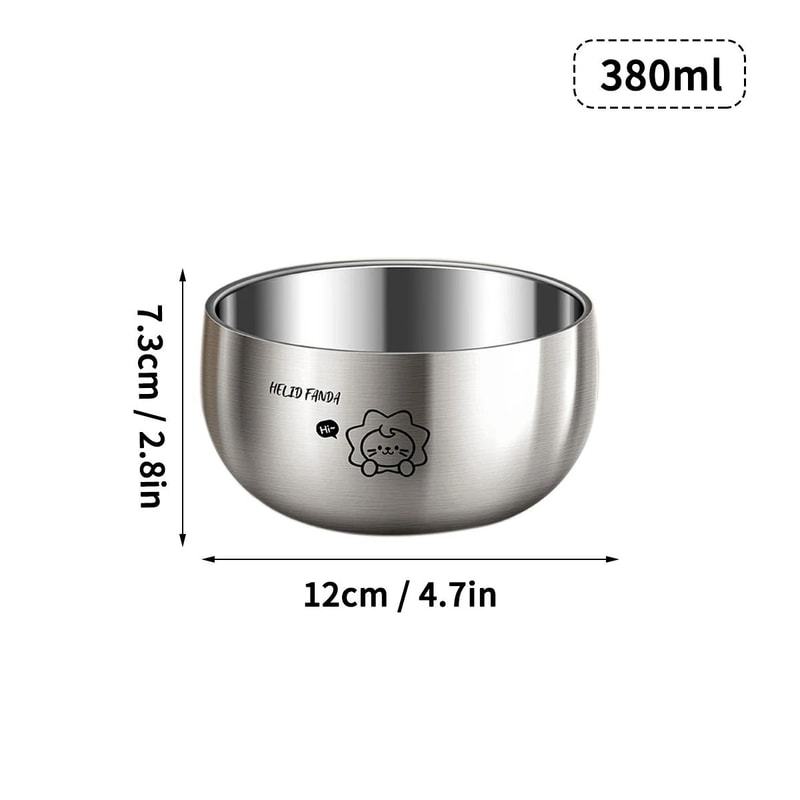Stainless Steel Kids Bowl Double Layer Anti Scalding Rice Soup Bowl 3