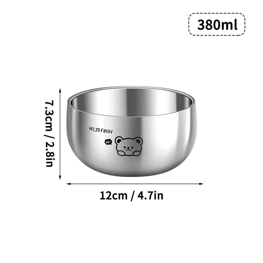 Stainless Steel Kids Bowl Double Layer Anti Scalding Rice Soup Bowl 1
