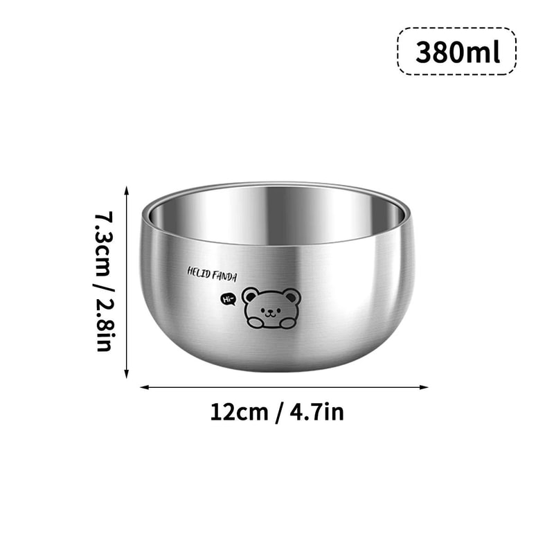 Stainless Steel Kids Bowl Double Layer Anti Scalding Rice Soup Bowl 1
