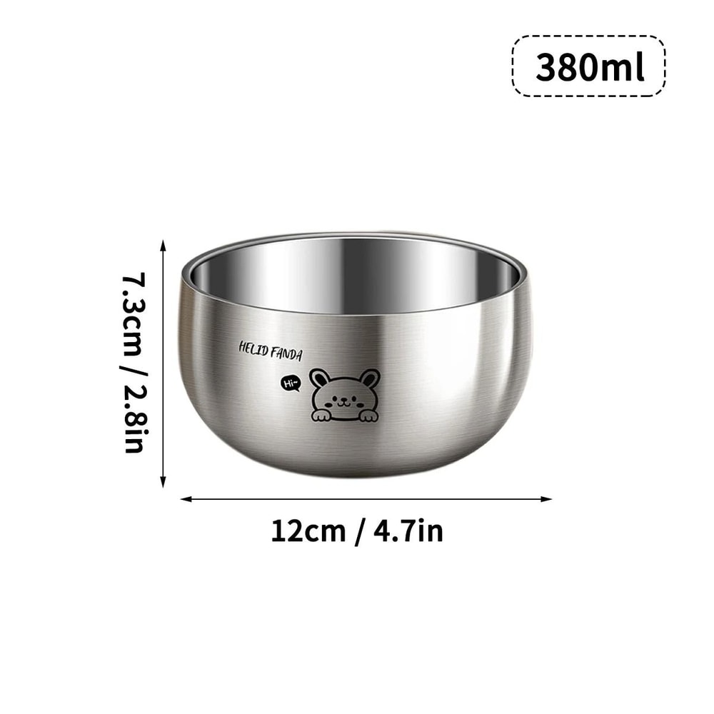 Stainless Steel Kids Bowl Double Layer Anti Scalding Rice Soup Bowl 2
