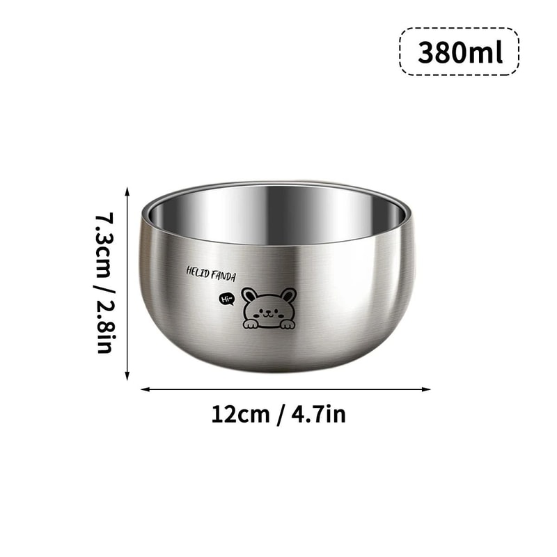 Stainless Steel Kids Bowl Double Layer Anti Scalding Rice Soup Bowl 2