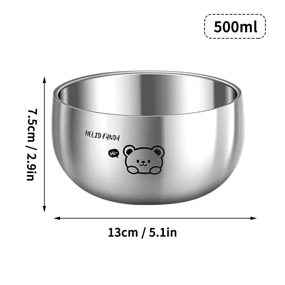 Stainless Steel Kids Bowl Double Layer Anti Scalding Rice Soup Bowl 4