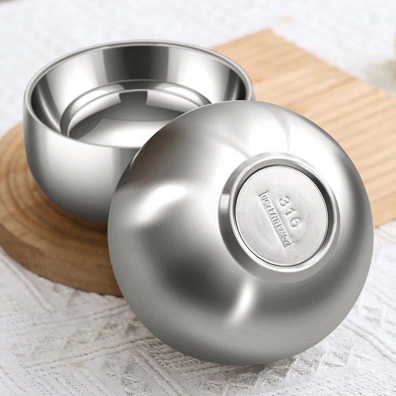 Stainless Steel Kids Bowl Double Layer Anti Scalding Rice Soup Bowl 10