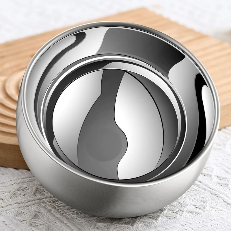 Stainless Steel Kids Bowl Double Layer Anti Scalding Rice Soup Bowl 9