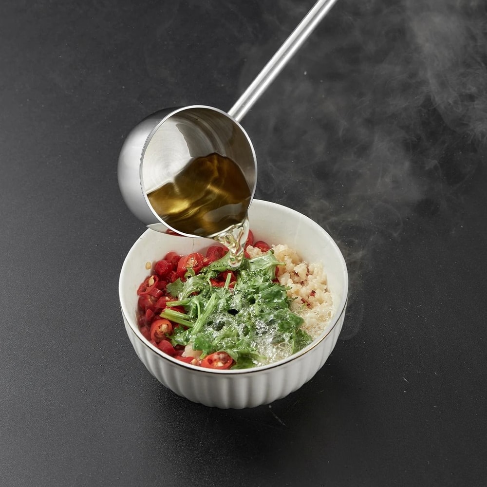 Stainless Steel Oil Pouring Spoon Long Handle Anti Scalding Seasoning Spoon 4