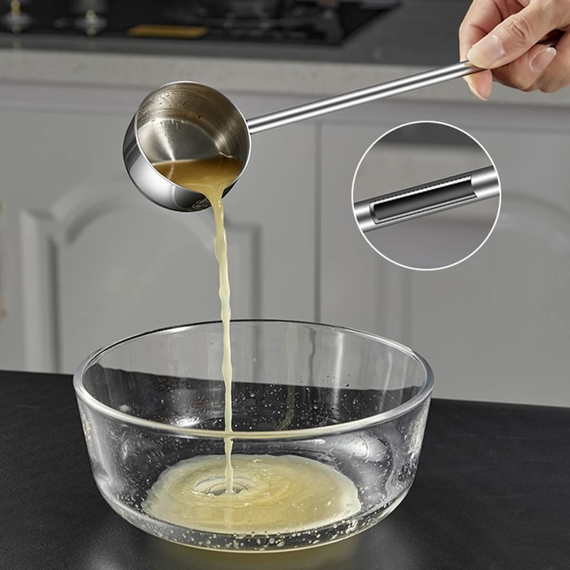 Stainless Steel Oil Pouring Spoon Long Handle Anti Scalding Seasoning Spoon 7