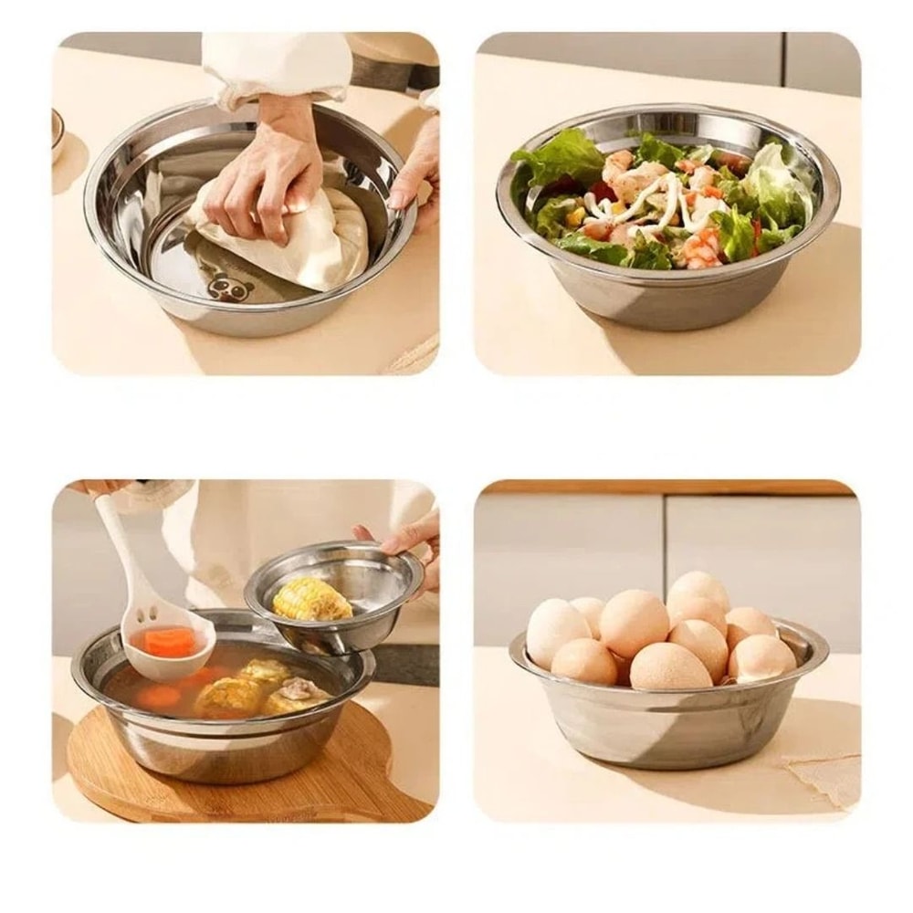 Large Capacity Stainless Steel Mixing Bowl Salad Kneading Bowl 8