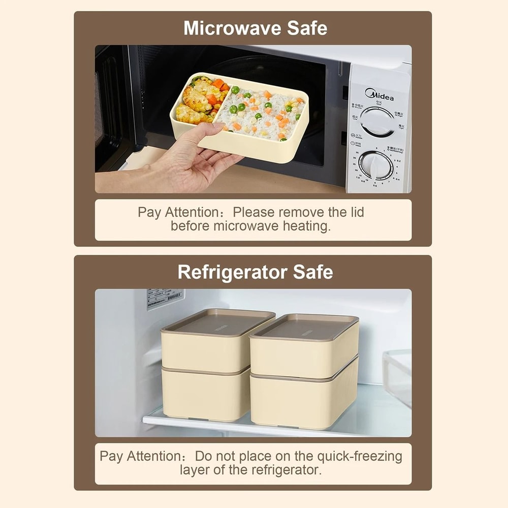 Divided Lunch Container Microwave Safe Large Capacity Sealed Bento Box 11