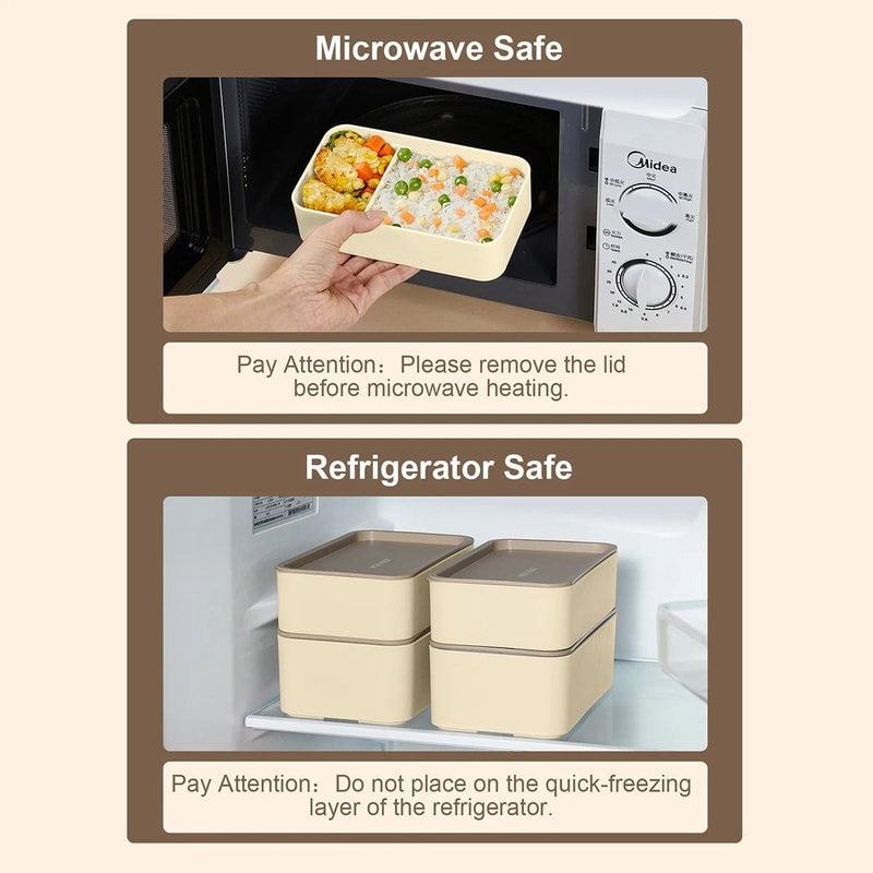 Divided Lunch Container Microwave Safe Large Capacity Sealed Bento Box 11