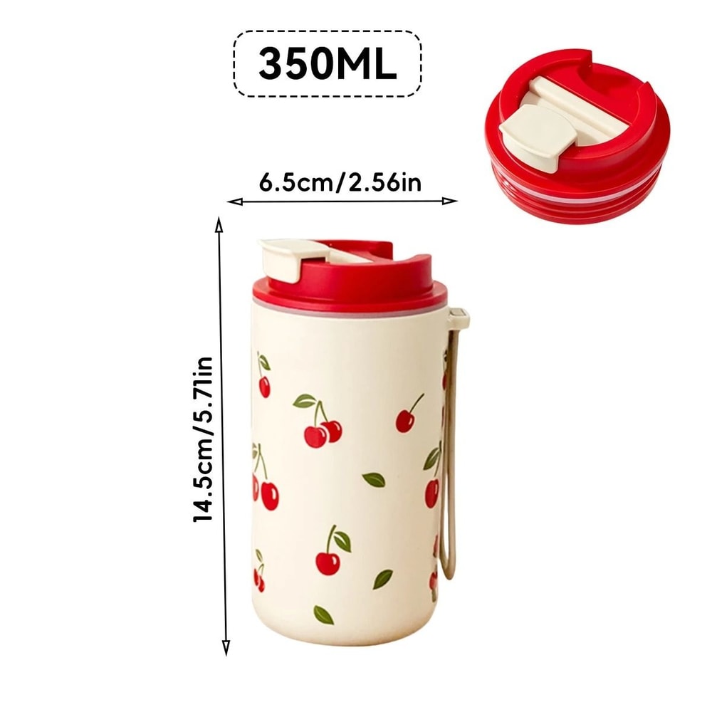 Cherry Pattern Plastic Coffee Mug Leak Proof Portable Travel Tumbler 1