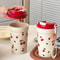 Cherry Pattern Plastic Coffee Mug Leak Proof Portable Travel Tumbler 3