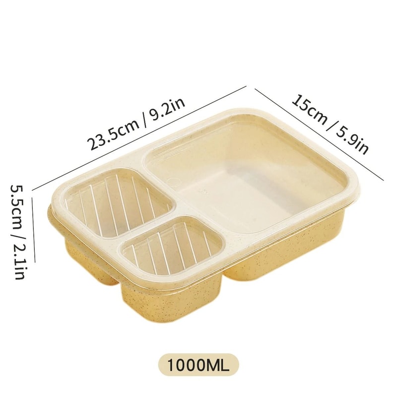 Divided Bento Lunch Box Microwave Safe 3 Compartment Portable Food Container 1