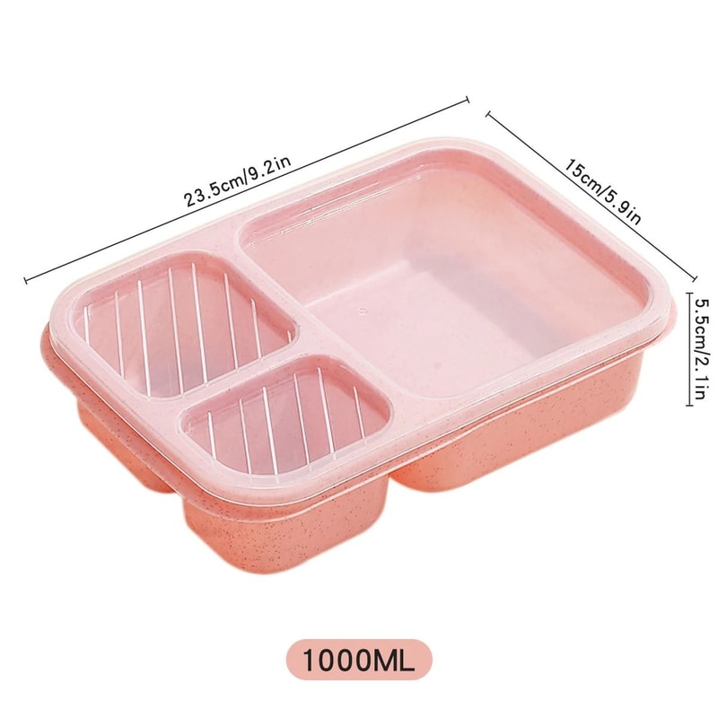 Divided Bento Lunch Box Microwave Safe 3 Compartment Portable Food Container 3