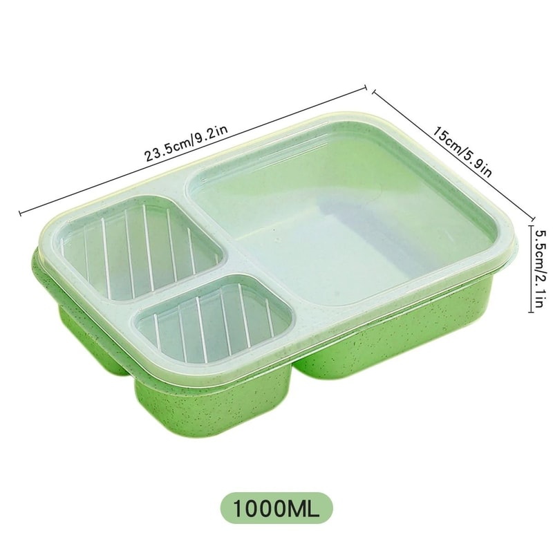 Divided Bento Lunch Box Microwave Safe 3 Compartment Portable Food Container 4