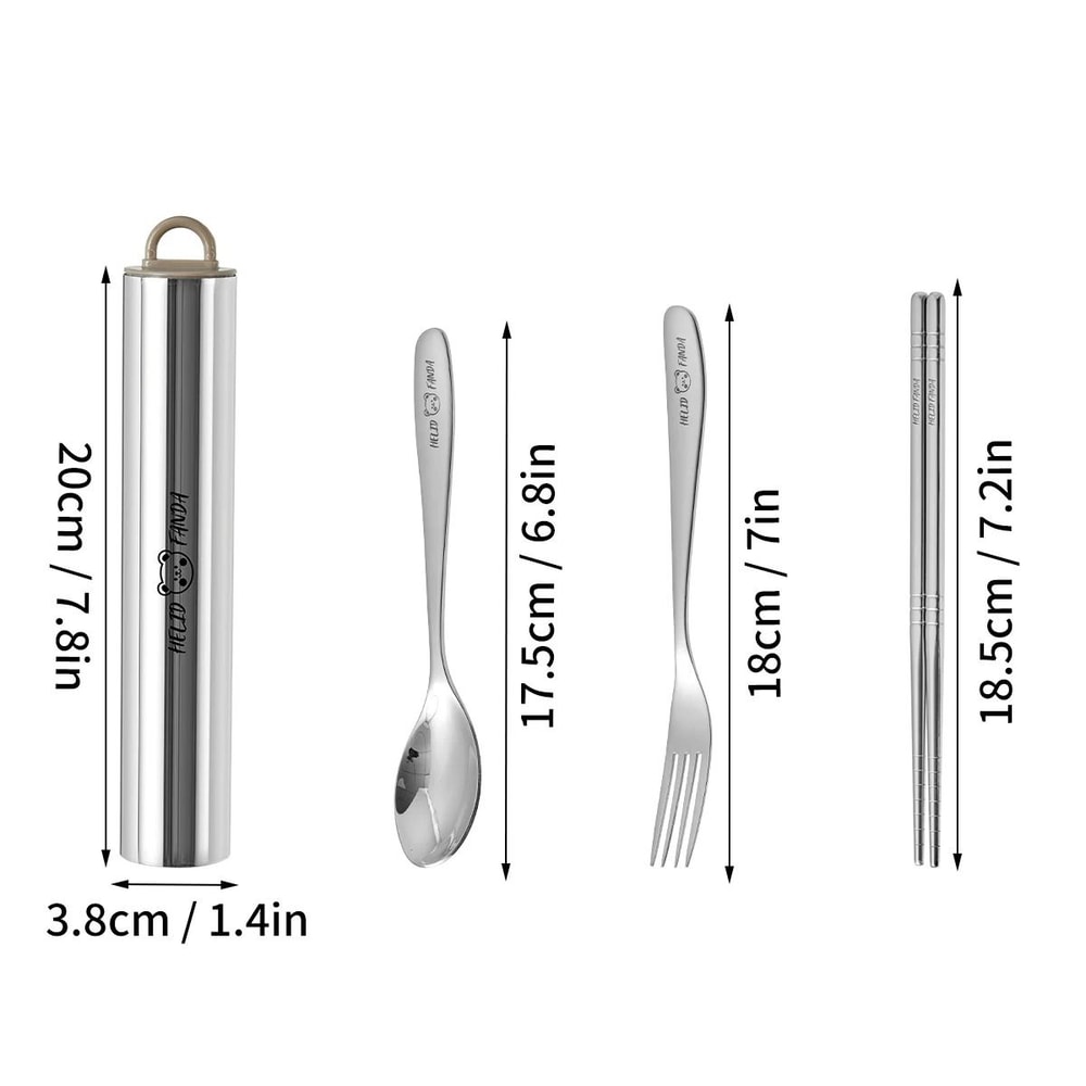 Portable Stainless Steel Cutlery Set With Case Fork Spoon Chopsticks 1