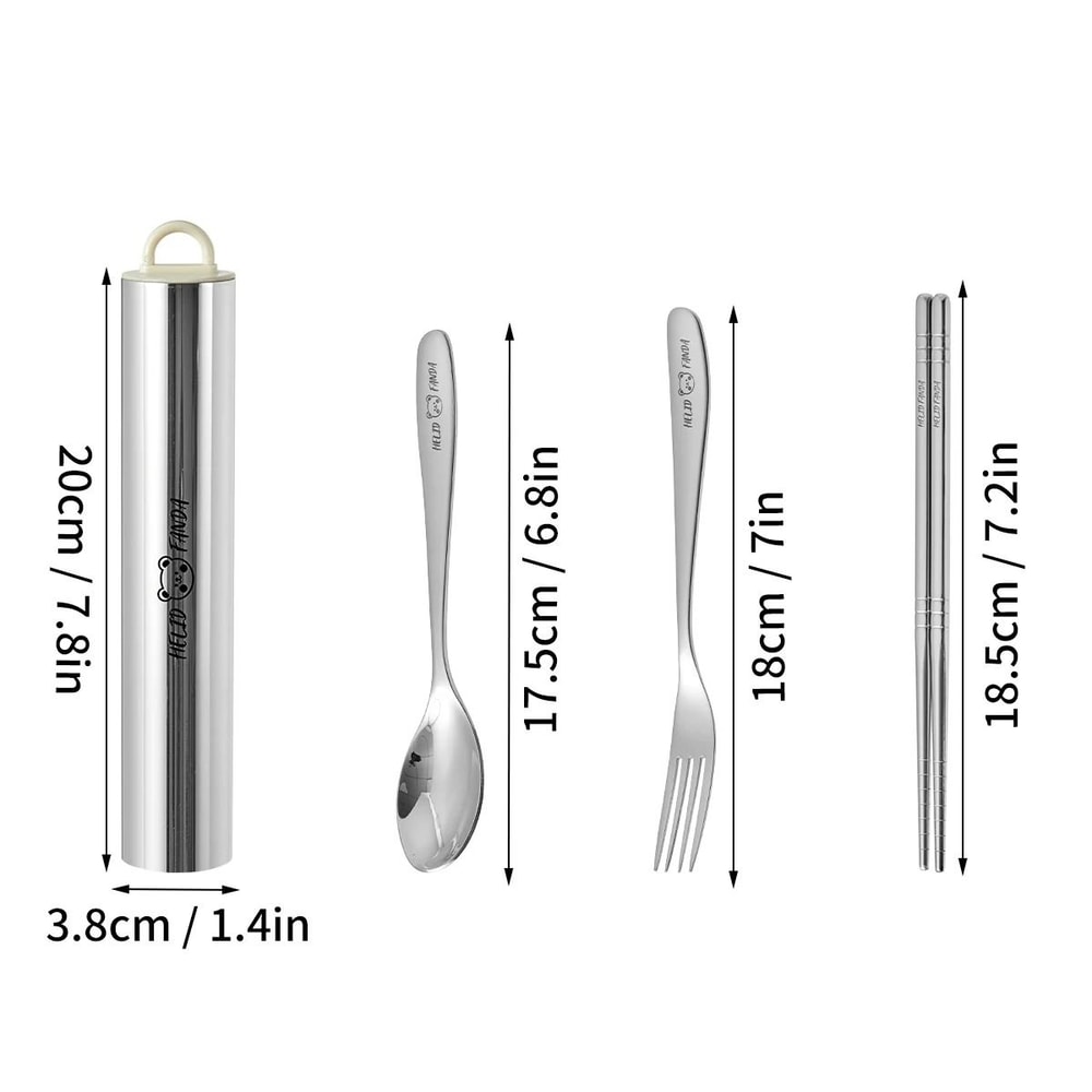 Portable Stainless Steel Cutlery Set With Case Fork Spoon Chopsticks 2
