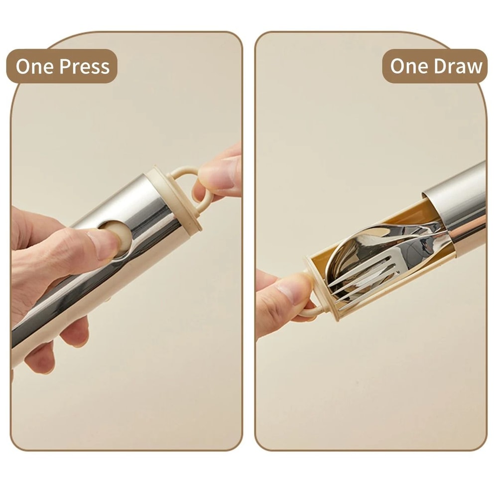 Portable Stainless Steel Cutlery Set With Case Fork Spoon Chopsticks 6