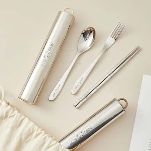 Portable Stainless Steel Cutlery Set with Case Fork Spoon Chopsticks