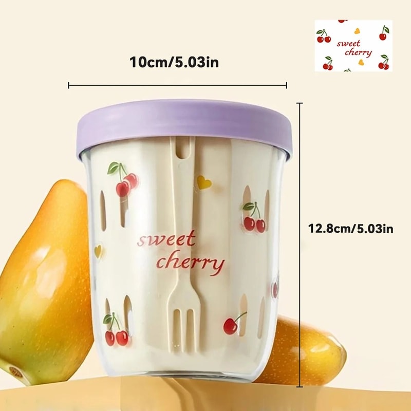 Double Layer Fruit Cup Portable Salad And Oat Container With Fork 6