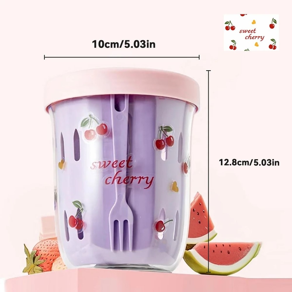 Double Layer Fruit Cup Portable Salad And Oat Container With Fork 7