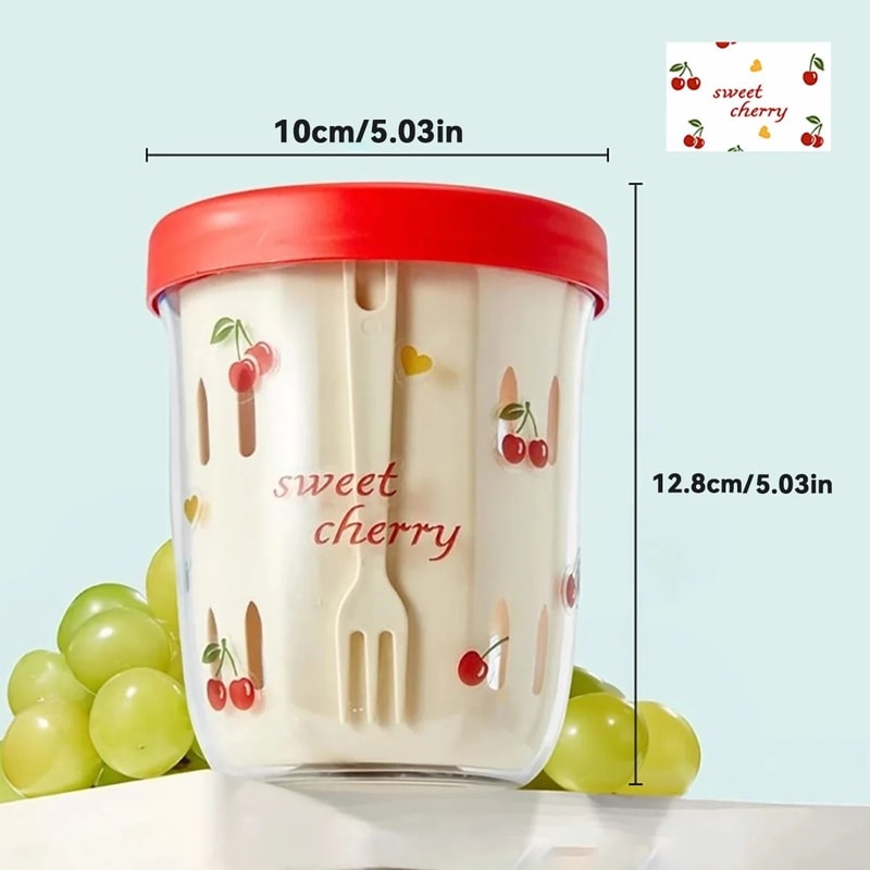 Double Layer Fruit Cup Portable Salad And Oat Container With Fork 5