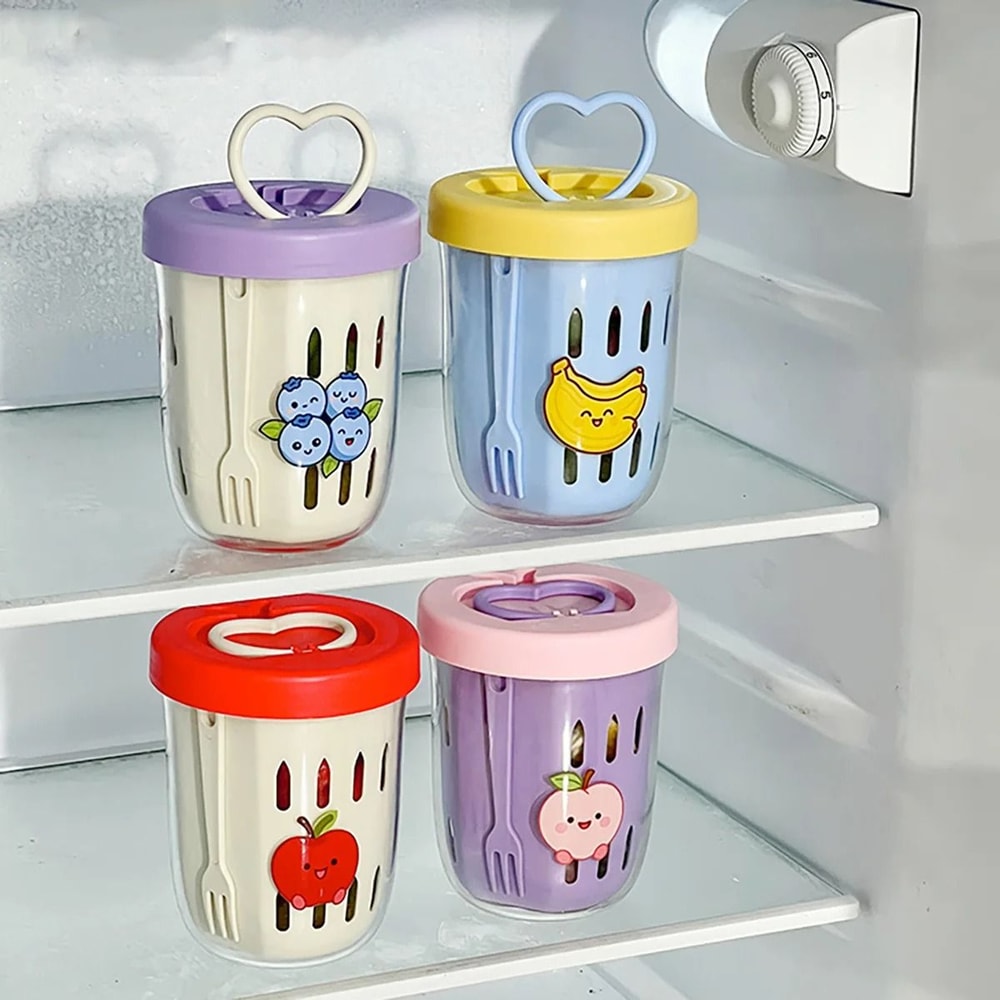 Double Layer Fruit Cup Portable Salad And Oat Container With Fork 10