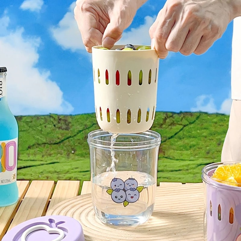 Double Layer Fruit Cup Portable Salad And Oat Container With Fork 11