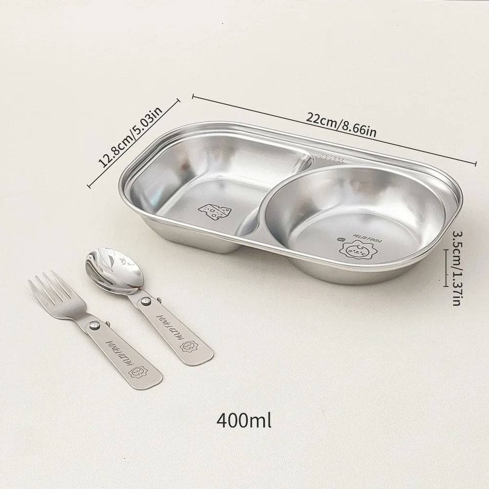Stainless Steel Divided Salad Plate Stackable Kids Snack Dessert Plate 6
