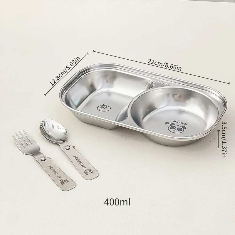 Stainless Steel Divided Salad Plate Stackable Kids Snack Dessert Plate 7