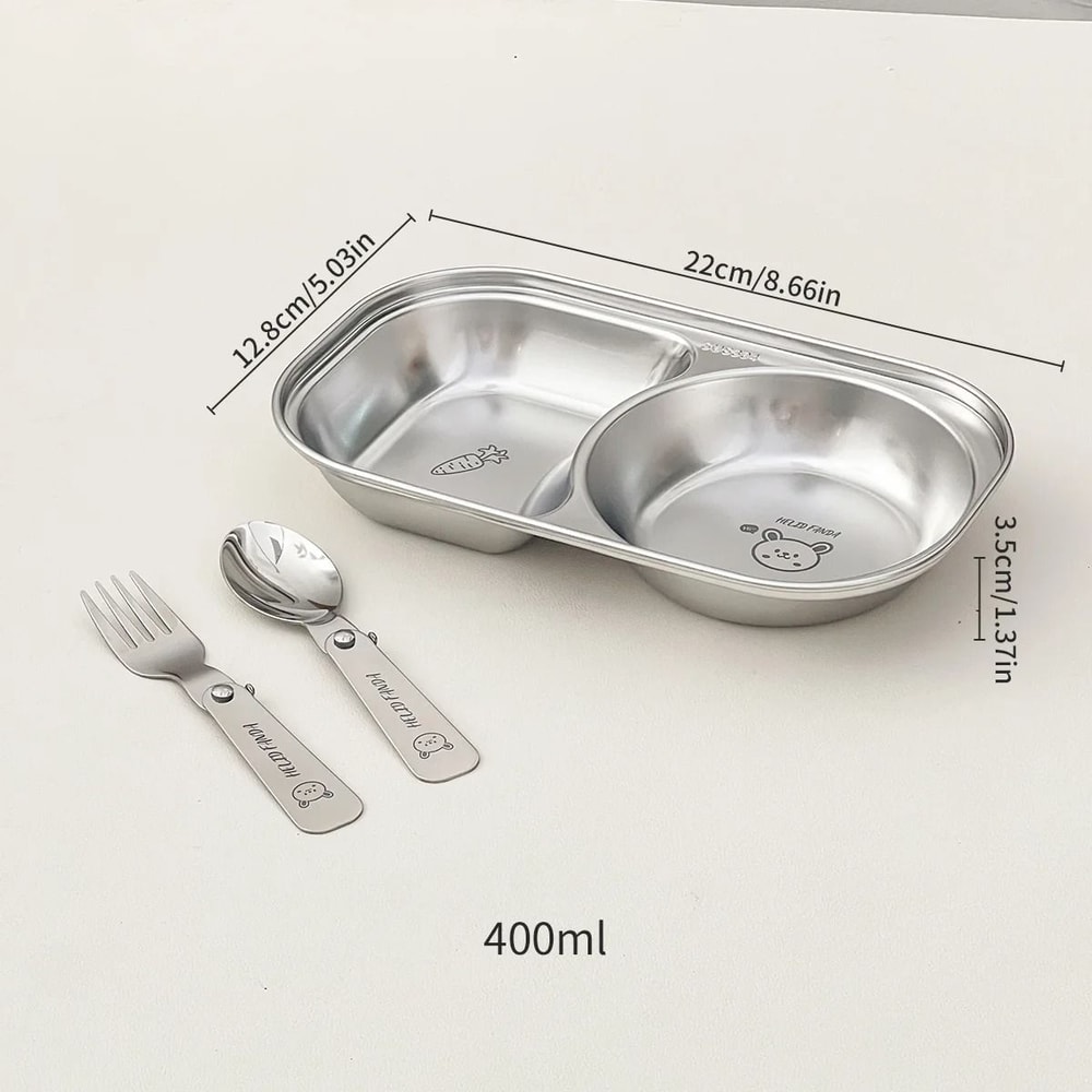 Stainless Steel Divided Salad Plate Stackable Kids Snack Dessert Plate 8