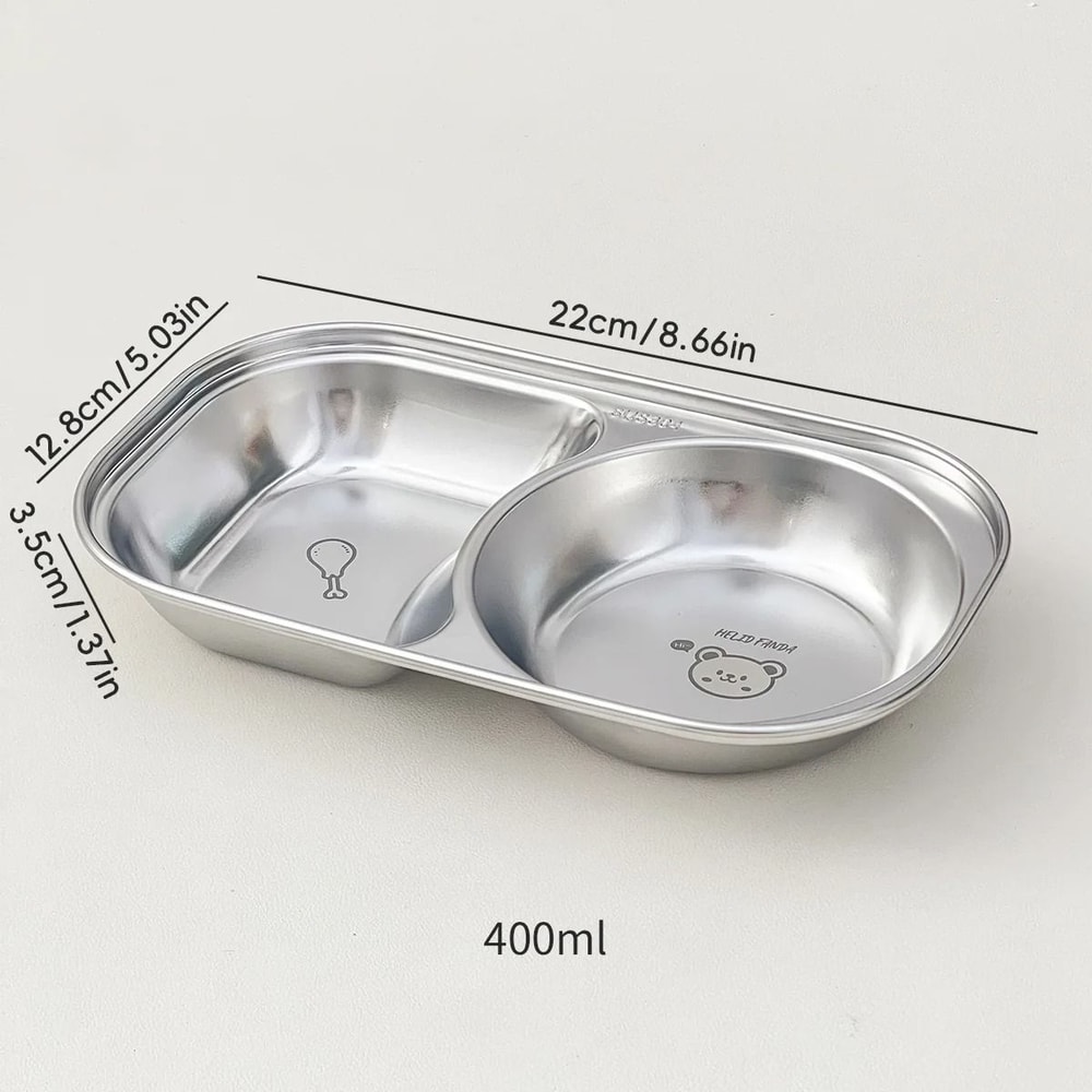 Stainless Steel Divided Salad Plate Stackable Kids Snack Dessert Plate 1