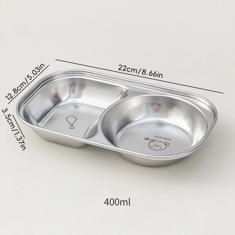 Stainless Steel Divided Salad Plate Stackable Kids Snack Dessert Plate 1