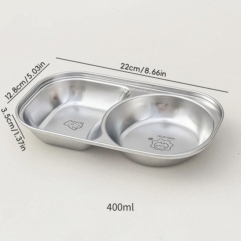 Stainless Steel Divided Salad Plate Stackable Kids Snack Dessert Plate 2