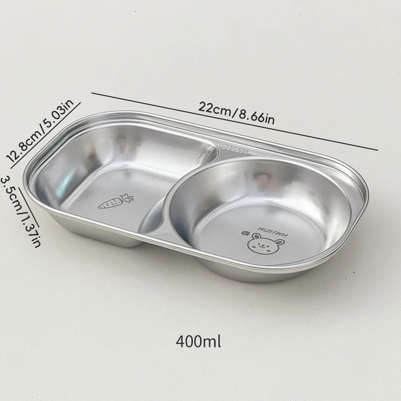 Stainless Steel Divided Salad Plate Stackable Kids Snack Dessert Plate 4