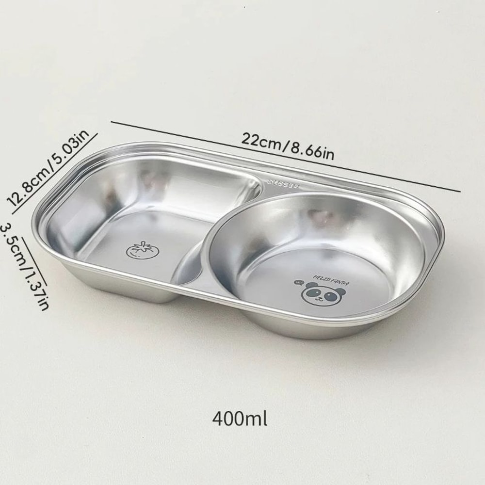 Stainless Steel Divided Salad Plate Stackable Kids Snack Dessert Plate 3