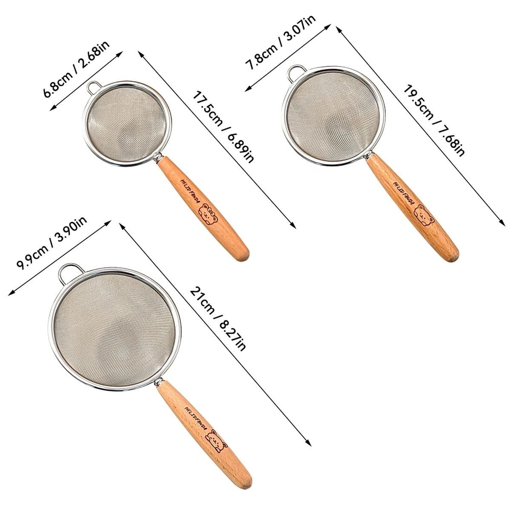 Fine Mesh Stainless Steel Strainer Flour Sieve And Oil Skimmer Spoon 4