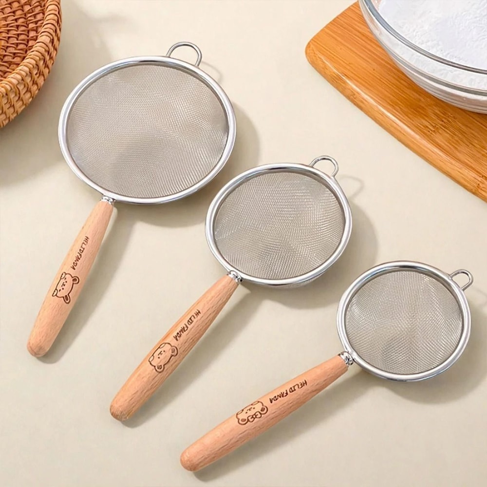 Fine Mesh Stainless Steel Strainer Flour Sieve And Oil Skimmer Spoon 5