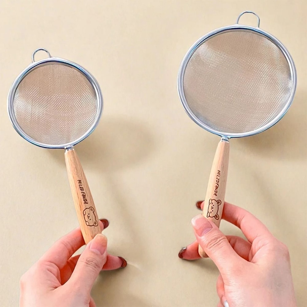 Fine Mesh Stainless Steel Strainer Flour Sieve And Oil Skimmer Spoon 7