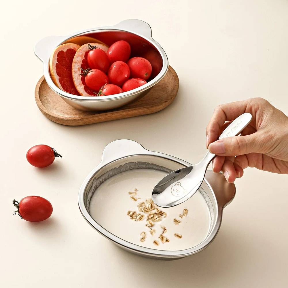 Stainless Steel Kids Bowl Cartoon Fruit Salad Dinner Bowl For Children 10
