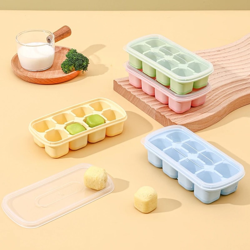 Mini Silicone Ice Cube Tray With Lid Square Ice Mold For Cold Drinks 10