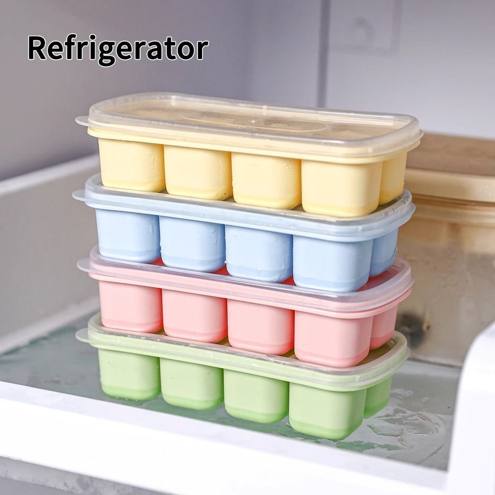 Mini Silicone Ice Cube Tray With Lid Square Ice Mold For Cold Drinks 7