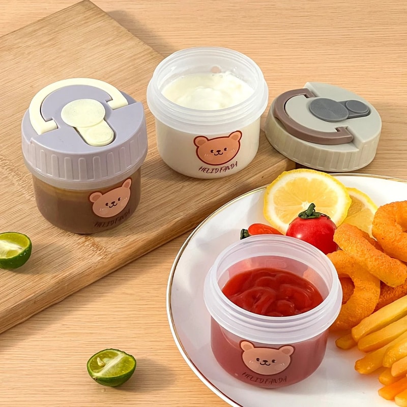 Reusable Mini Sauce Container Clear Sealed Portable Sauce Cup With Handle 14