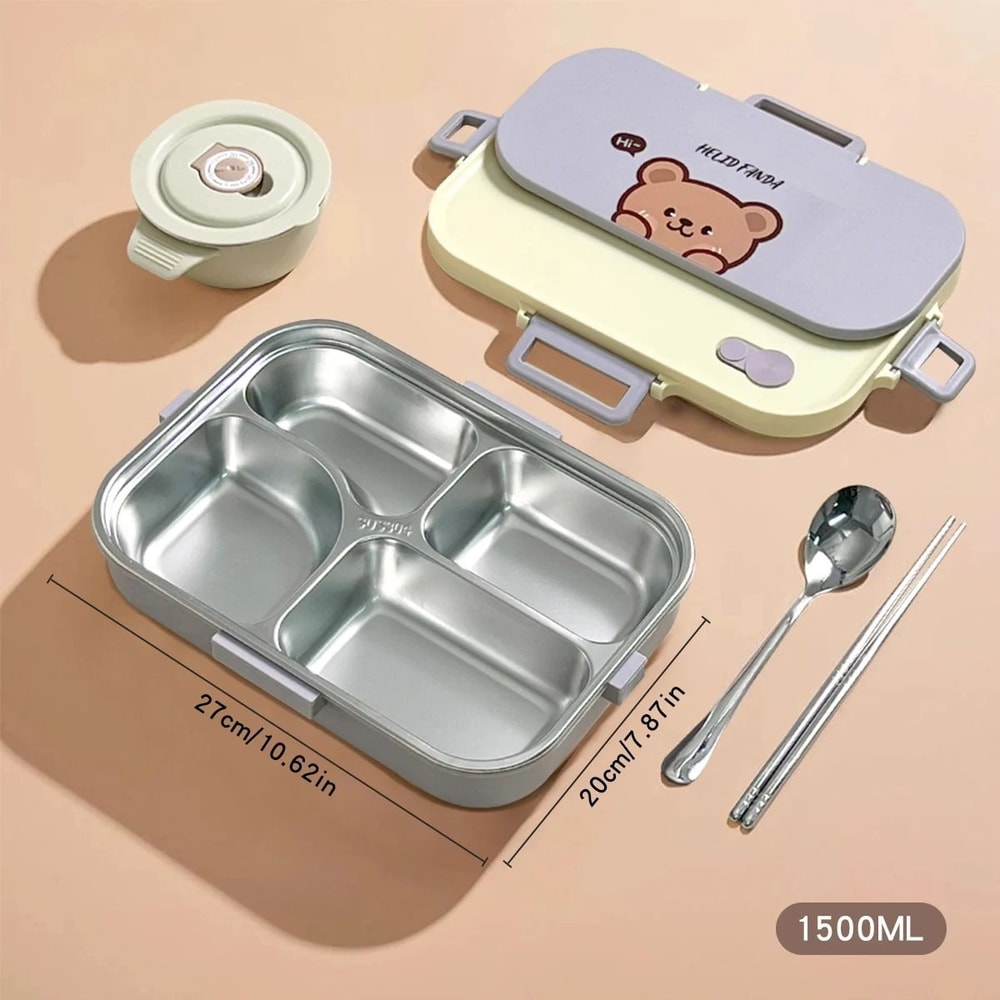Stainless Steel Divided Lunch Container Large Capacity Bento Lunch Box Set 5