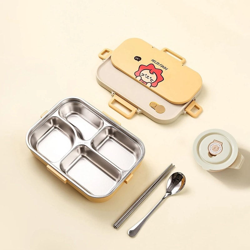 Stainless Steel Divided Lunch Container Large Capacity Bento Lunch Box Set 4