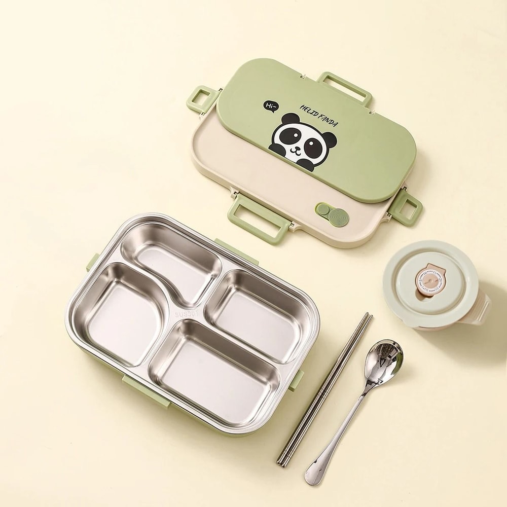 Stainless Steel Divided Lunch Container Large Capacity Bento Lunch Box Set 2