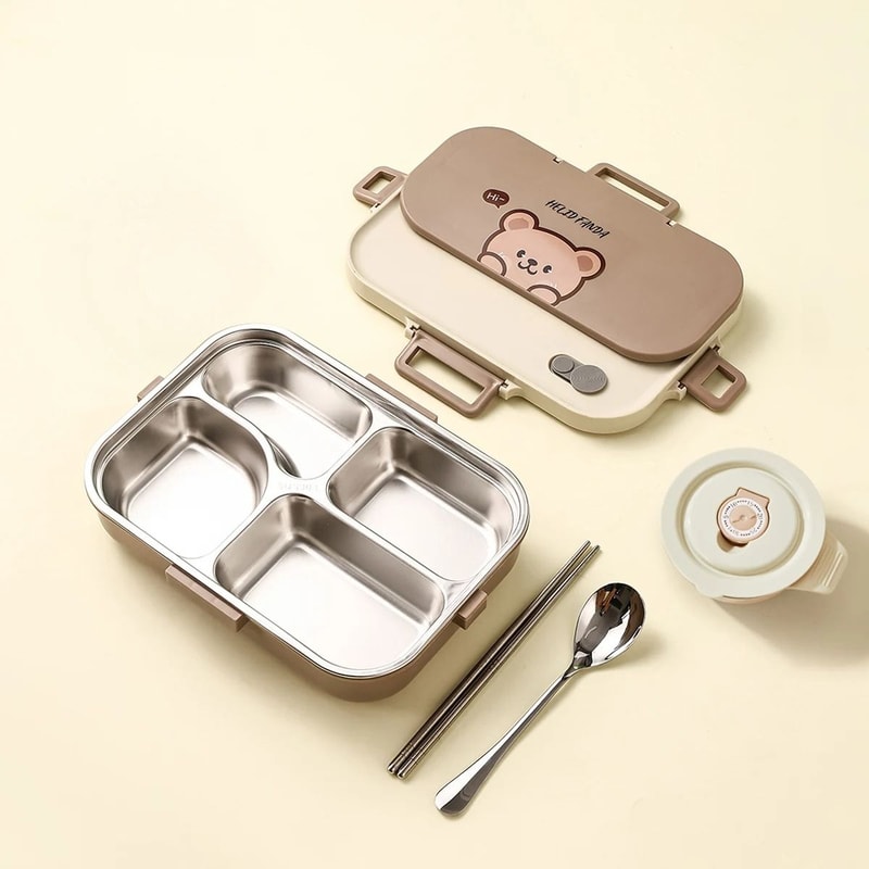 Stainless Steel Divided Lunch Container Large Capacity Bento Lunch Box Set 1