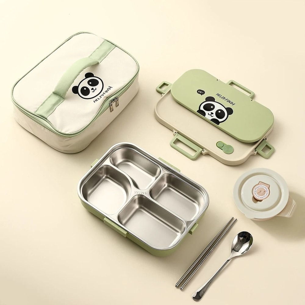 Stainless Steel Divided Lunch Container Large Capacity Bento Lunch Box Set 9