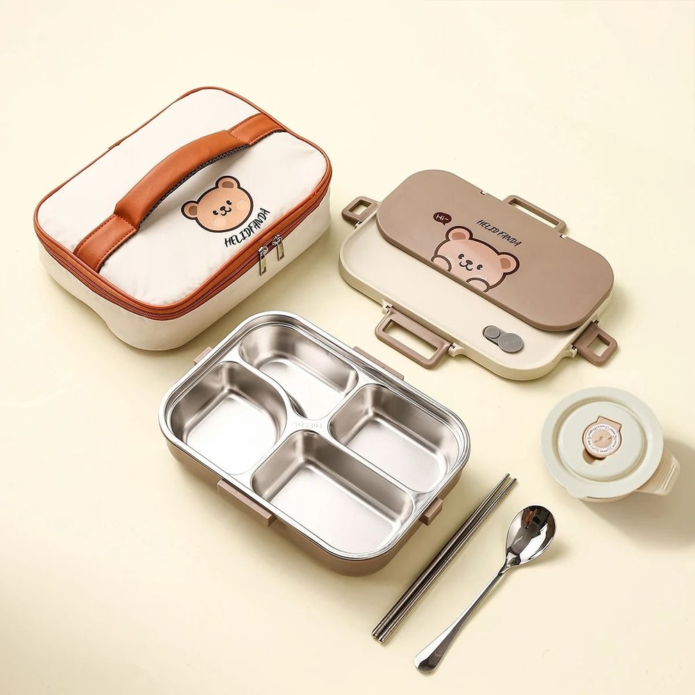 Stainless Steel Divided Lunch Container Large Capacity Bento Lunch Box Set 11