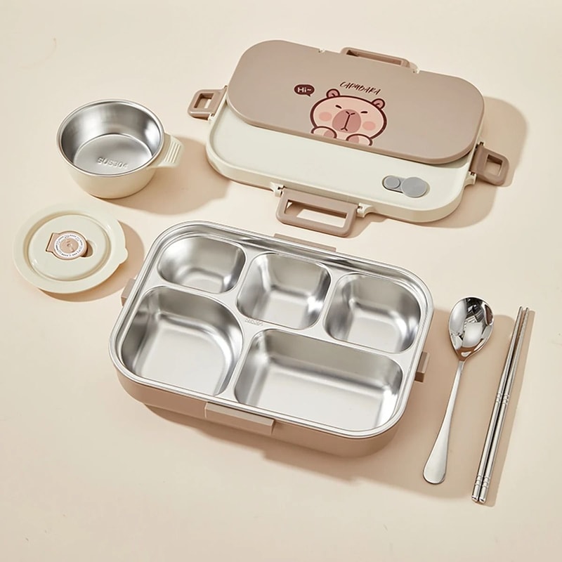 Stainless Steel Divided Lunch Container Large Capacity Bento Lunch Box Set 7